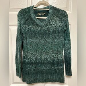 Prana Leisel Cable Knit Ombre V-Neck Sweater Women’s XS Tunic Green